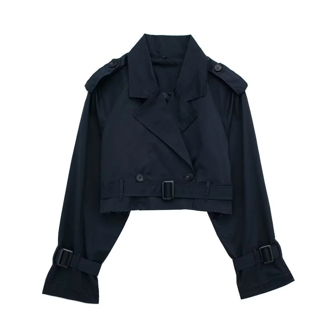 Cropped Trenchcoat mit Gürtel-Detail