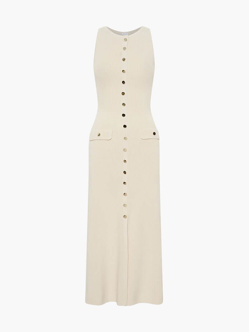 Figurbetontes Midikleid mit Knopfleiste