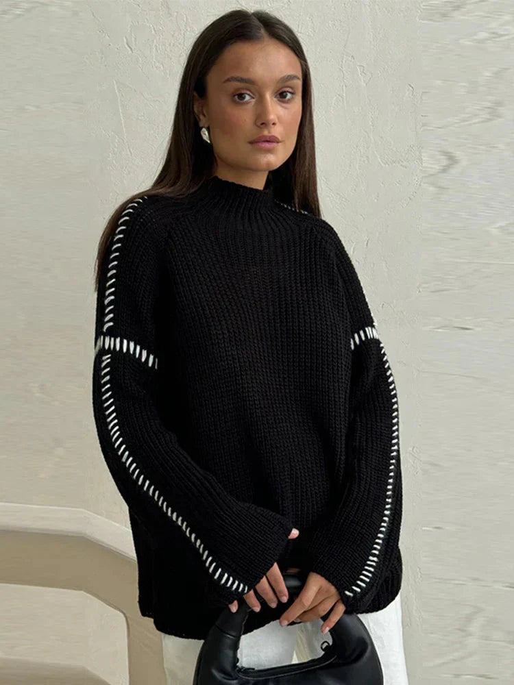 Victoria Zeitloser Kontrast-Strickpullover