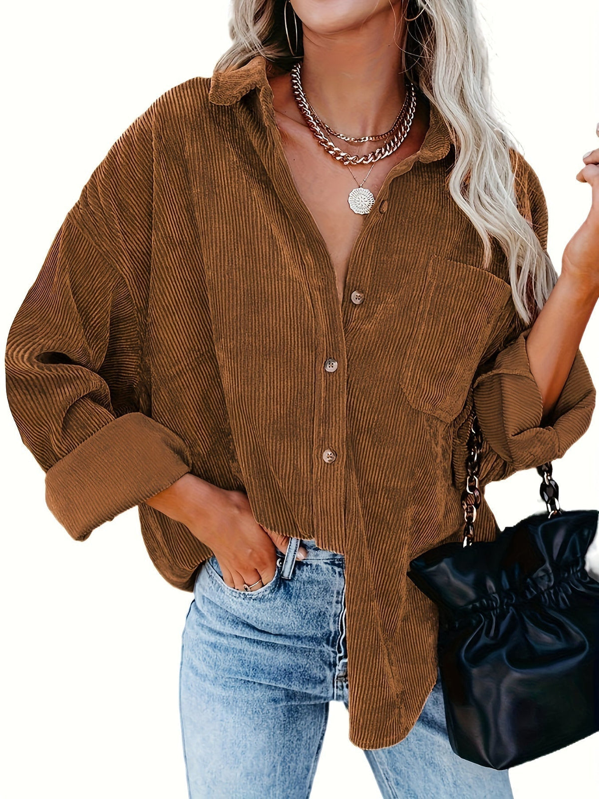 Lässige Hemdjacke mit Knopfleiste