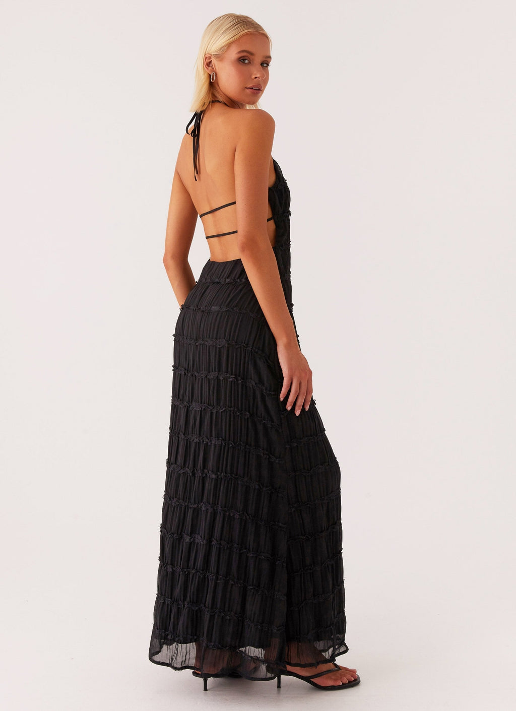 Damen Maxi-Kleid mit Halter-Ausschnitt und Texturstoff, elegant-83499-ce197c2b-dbe8-4022-9453-4f366000c0c4