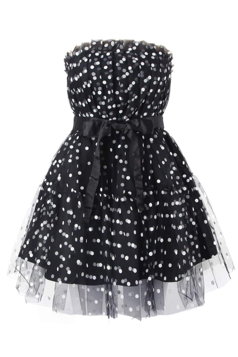 Punktiertes Kleid mit Tüll-Akzent