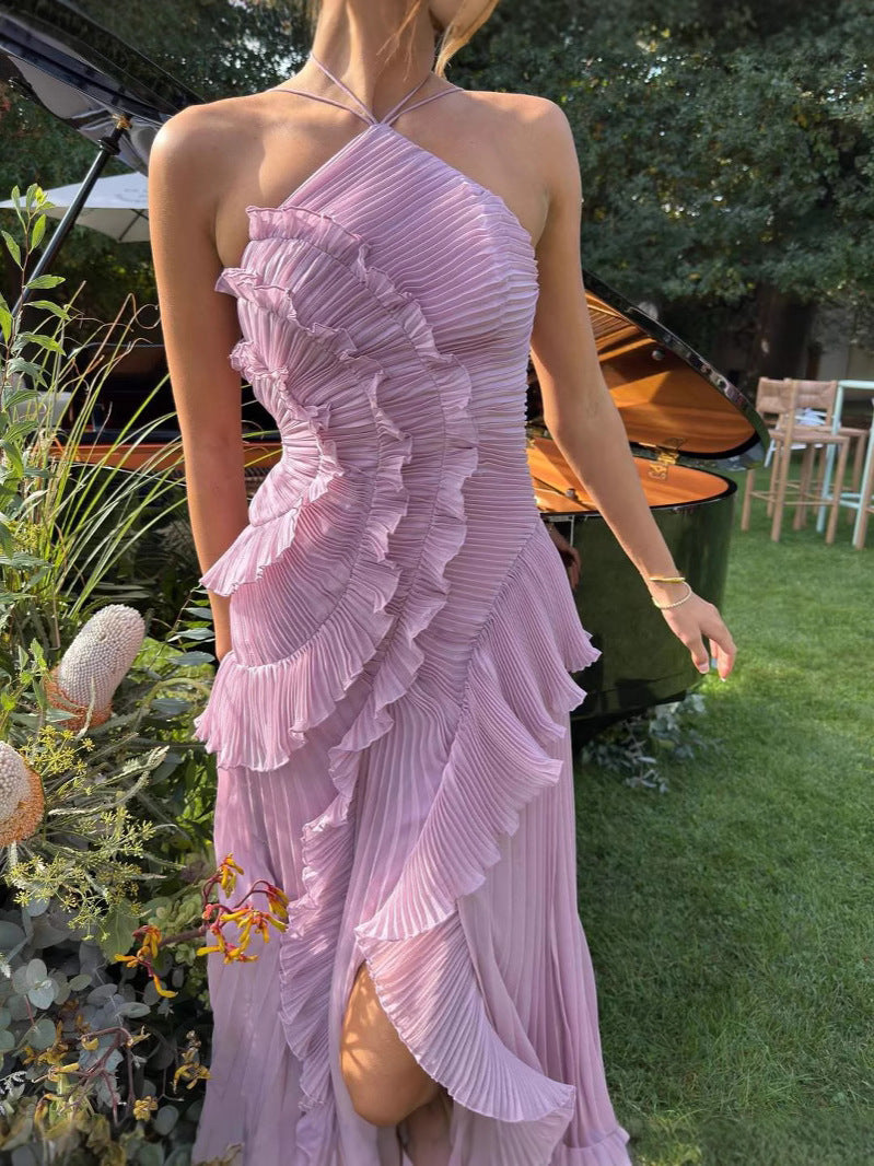 Damen Plissiertes Halterkleid mit Rüschen – Elegantes Abendkleid-83561-d5eb9832-21c9-43a6-a56a-180b7b109c02