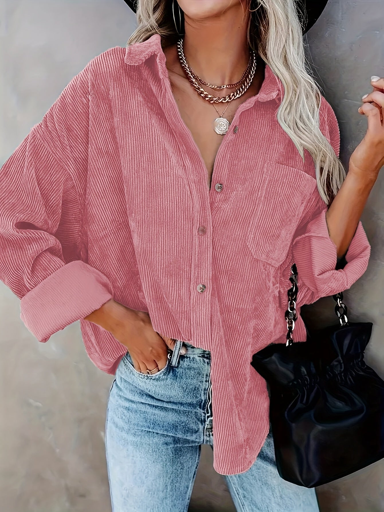Lässige Hemdjacke mit Knopfleiste