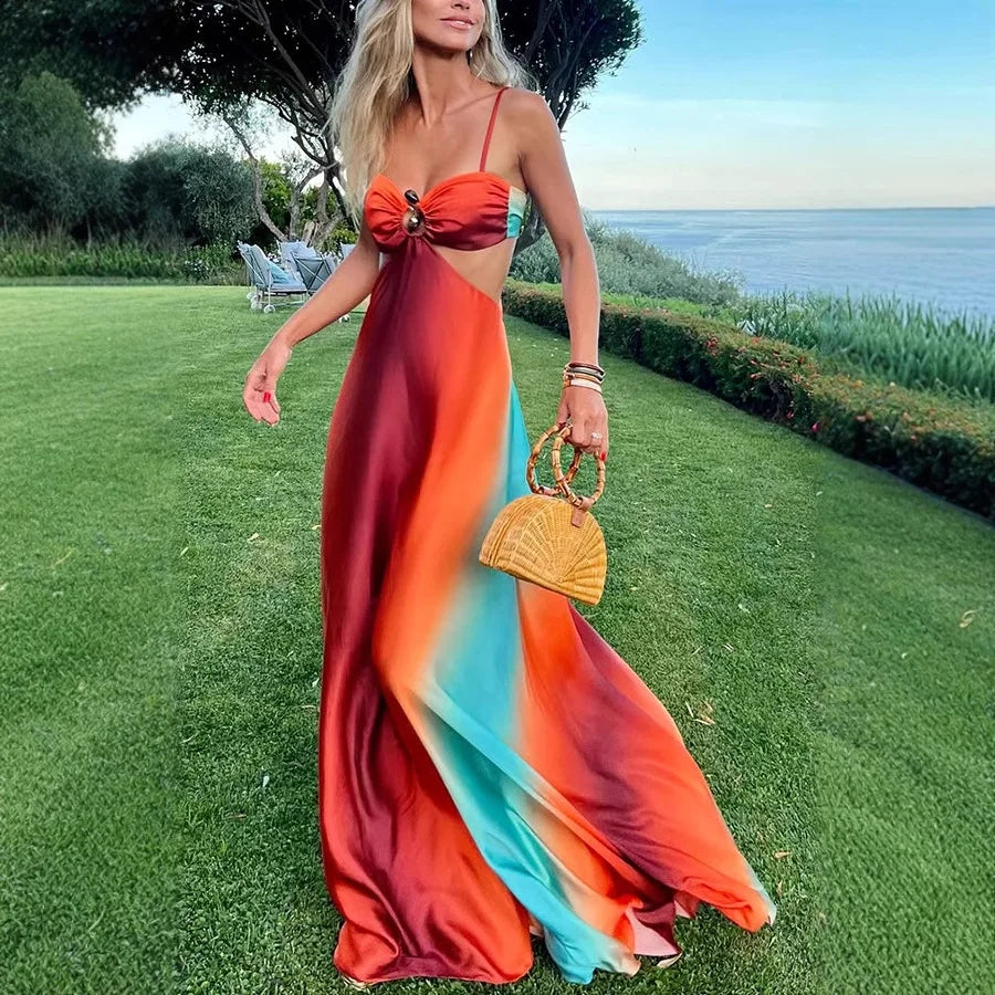 Gail | Elegant Satin Maxi Dress with Knot Front - Image 1