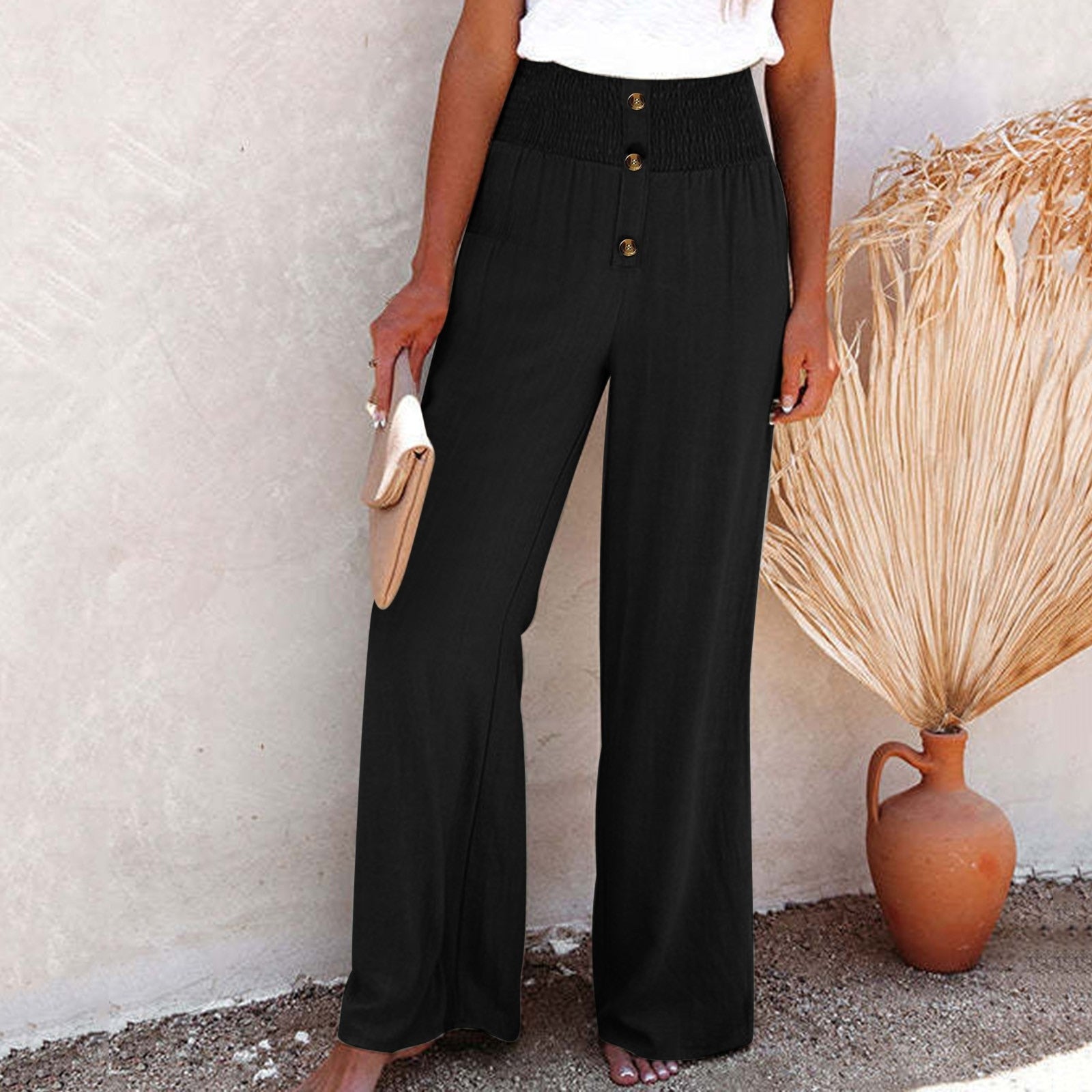 Weitgeschnittene Hose mit hohem Bund