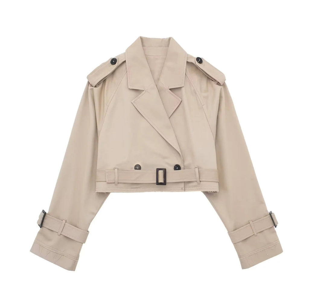 Cropped Trenchcoat mit Gürtel-Detail