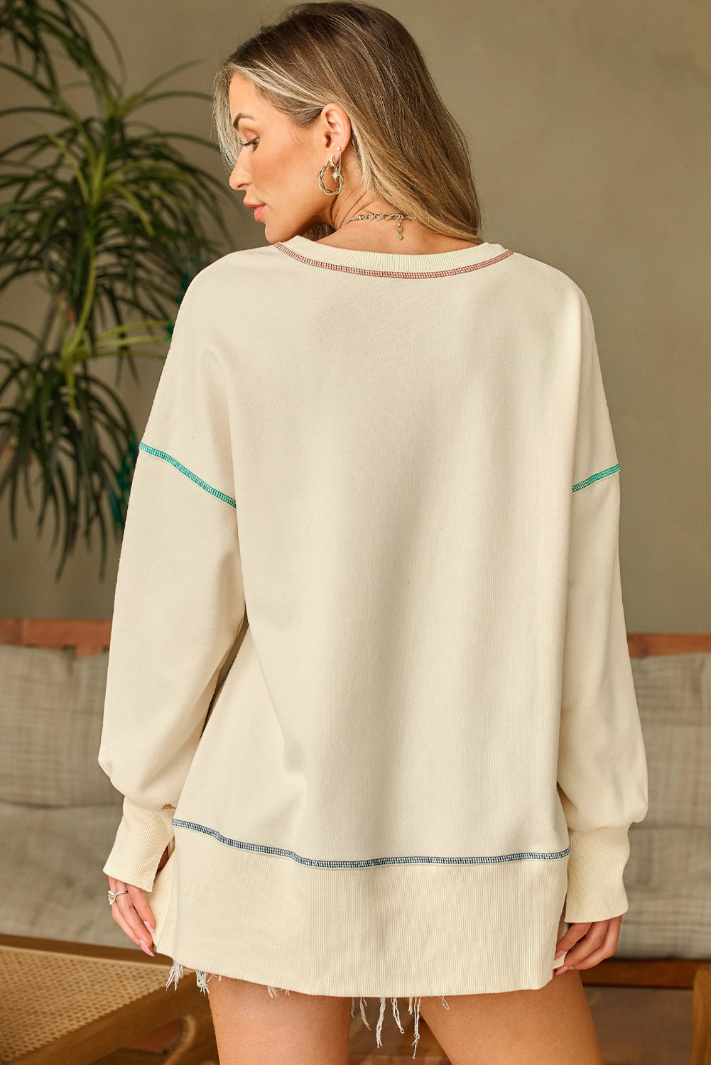 Women Oversized Sweatshirt Black Cotton | Casual Chic-2