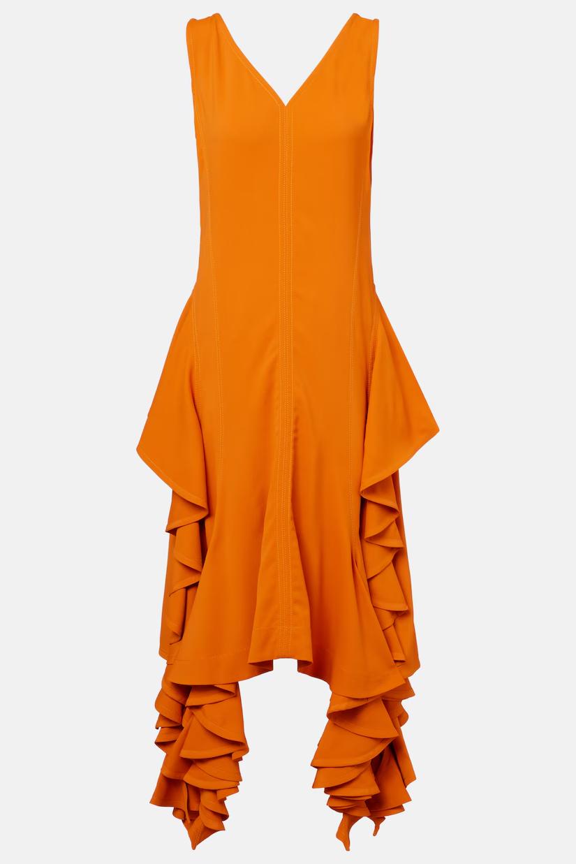 Asymmetrisches Kleid mit Volant-Rock
